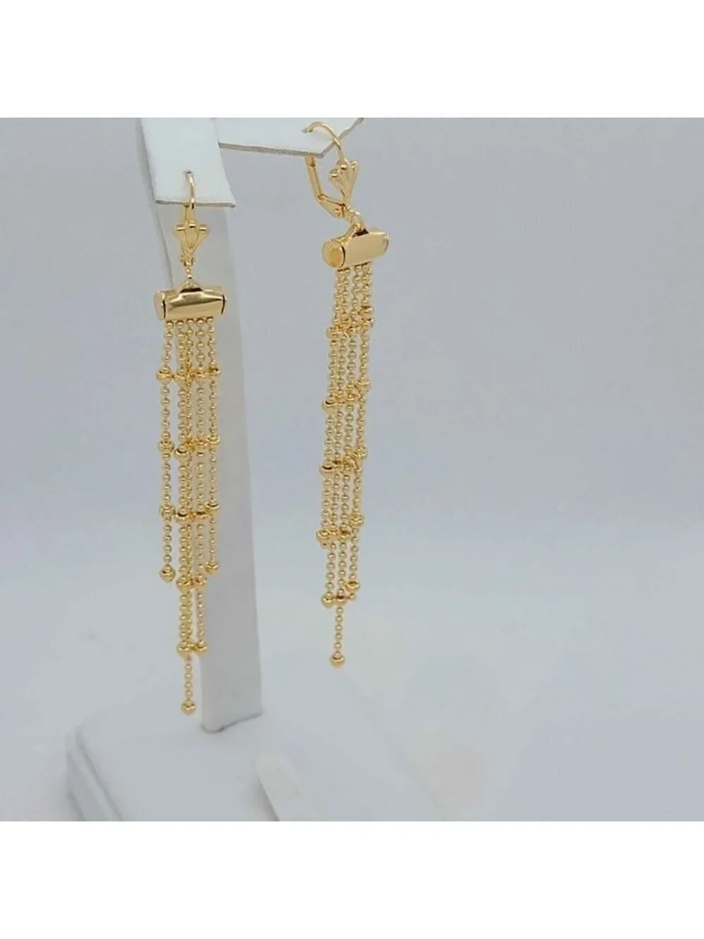 Brand New Brazilian 18k Gold Filled Beaded Dangle Earrings